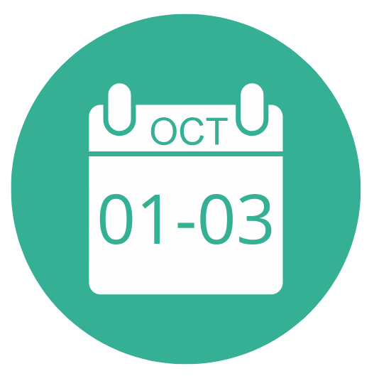 Date calendrier 1 au 3 octobre